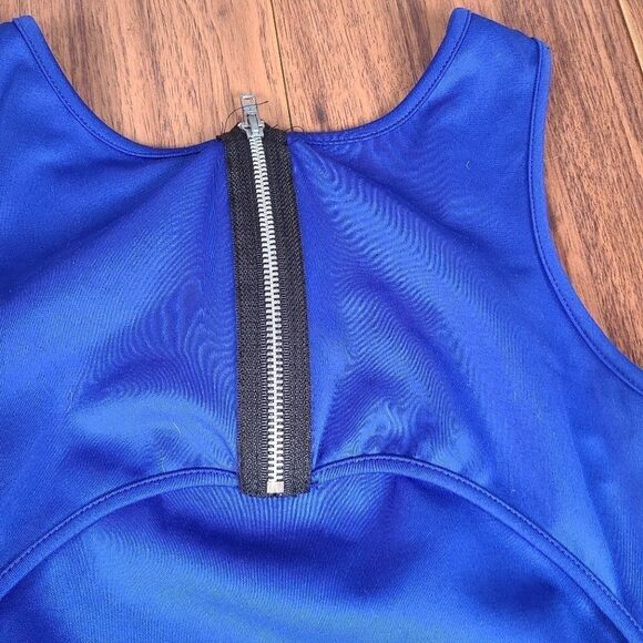 Royal Blue Body Con Dress Zippered Back Cut Out L8ter Brand Women's Medium Excel - Picture 7 of 7